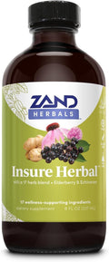 ZAND HERBALS Insure Herbal Liquid Blend - 17 Wellness Ingredients - w/Echinacea Elderberry Ginger Sage Peppermint and More - Gluten Free Vegan Non-GMO 60-Day Guarantee 197 Servings 8 FL OZ