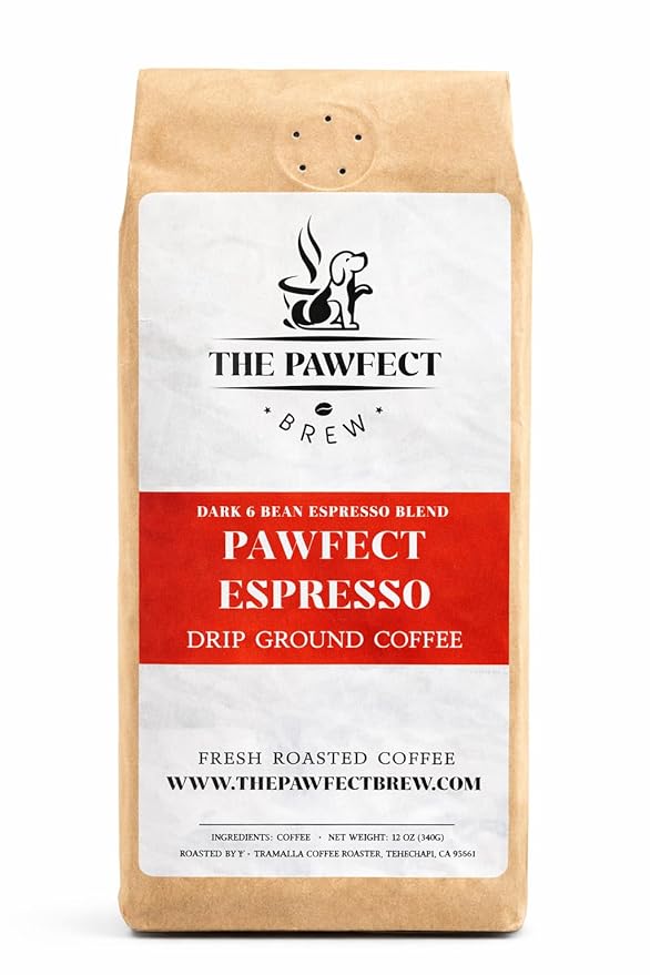 Dog Lovers Coffee – Pawfect Espresso Blend by The Pawfect Brew | Dark Roast Ground Coffee 12 oz | Roasted to Order | 25% Profits Donated to Animal Rescue