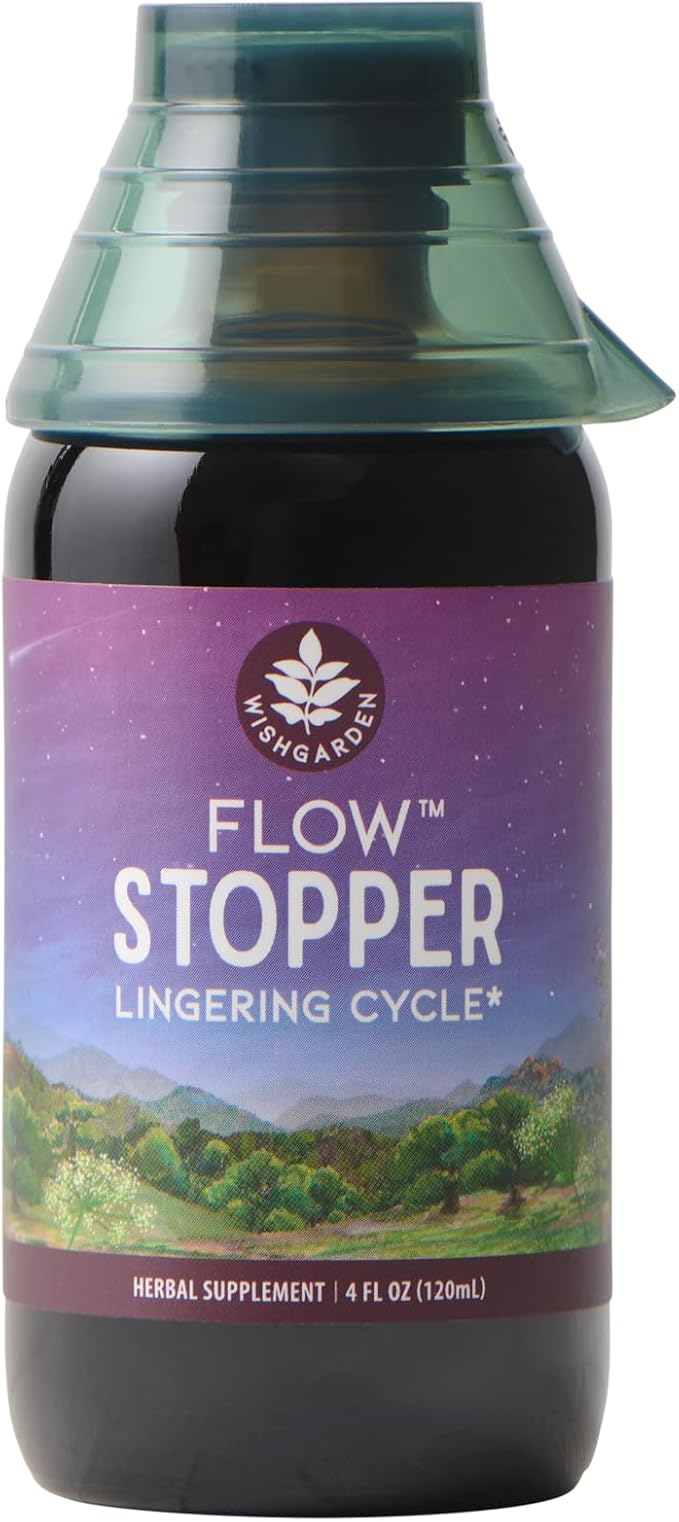 WishGarden Herbs Flow Stopper Lingering Cycle (Wombstringe) - Plant-Based Herbal Formula w/Shepherd's Purse &amp Witch Hazel Moderates Breatkthrough Bleeding Blood Flow &amp Spotting Between Cycle