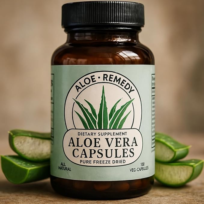 Aloe Vera Capsules 180 Count Freeze Dried Gel and Leaf Powder for IC BPS Support Digestive and Bladder Health Made in USA Natural Supplement