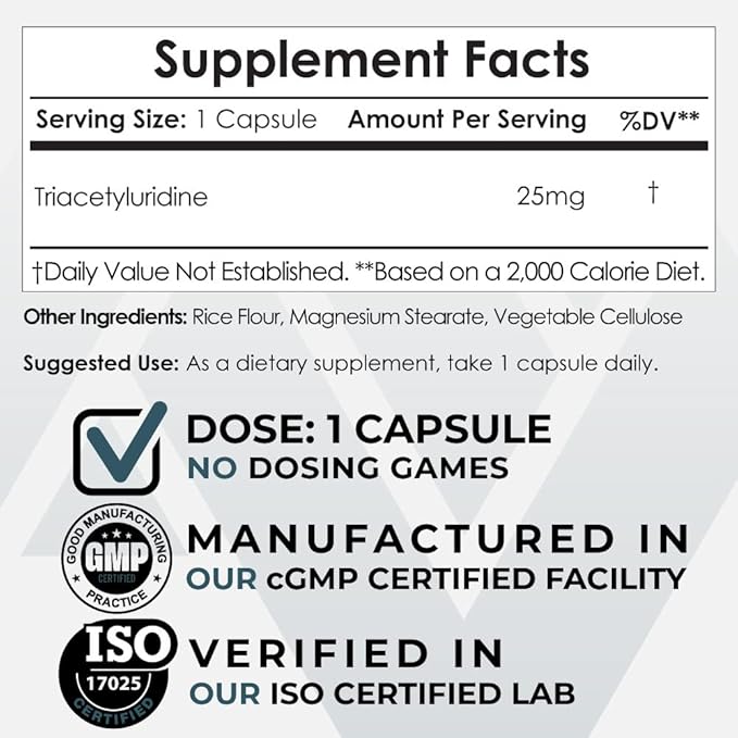 Nootropics Depot Triacetyluridine Tau Capsules | 25mg | Promotes Well-Being | Improves Cognitive Health | Promotes Healthy Stress Levels | 60 Count