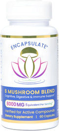 ENCAPSULATE 6 Mushroom Blend – Reishi Chaga Turkey Tail Cordyceps Lion’s Mane &amp Shiitake 8:1 Mushroom Extract – Nootropic &amp Adaptogen Mushroom Supplement for Gut Brain &amp Immune Suppor