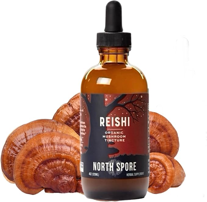 North Spore Reishi Mushroom Extract Tincture | High Potency Organic Ganoderma lucidum 100% Fruiting Bodies | Non-GMO Vegan - 4oz