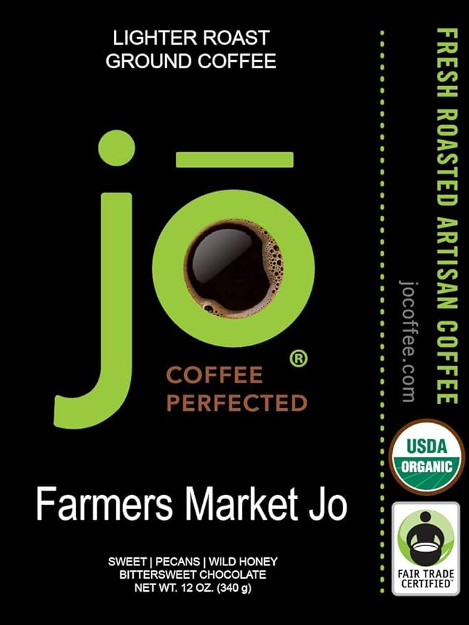 JO COFFEE: Light &amp Medium Roast Bundle Farmers Market Jo Morning Jo Coffee Colombia Jo 6 Packages 12 oz each USDA Certified Fair Trade Certified Gourmet Coffee Gluten-Free