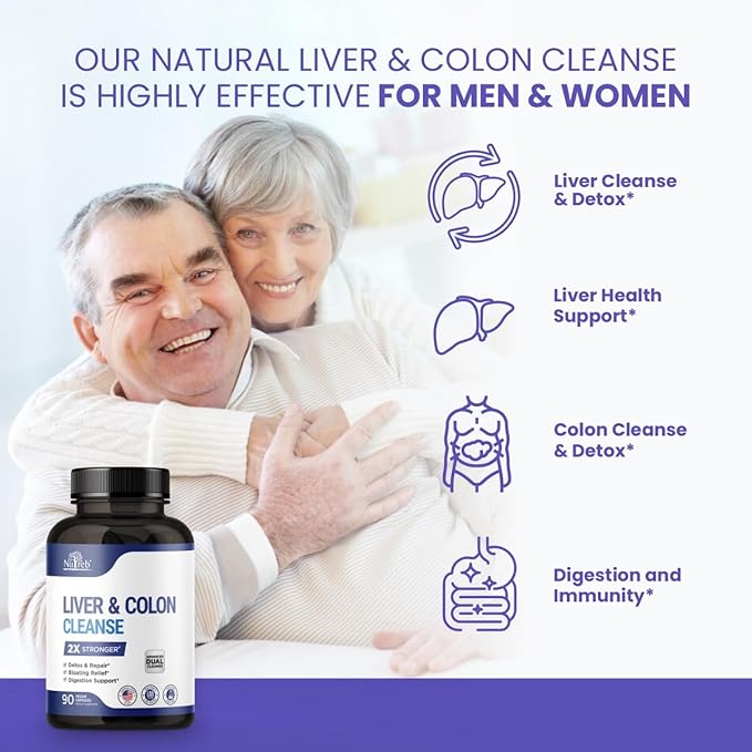 Liver Detox &amp Colon Cleanse - 2X Stronger - Liver Cleanse Detox &amp Repair - Colon Cleanser &amp Detox - Premium Milk Thistle Supplement - Men &amp Women - Vegan 90 Capsules