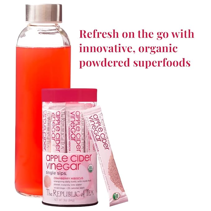 The Republic of Tea Cranberry Hibiscus Apple Cider Single Sips 50 Single Sips