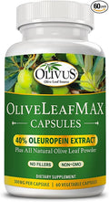 OliveLeafMAX Olive Leaf Extract (40% Oleuroepin) + Organic Olive Leaf Powder + No Fillers + 60 Vegetarian Capsules + Sourced from Spain and Manufactured in USA at GMP Facility