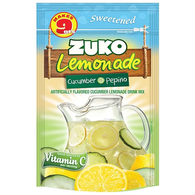 ZUKO Cucumber Instant Powder Drink Family Pack No Sugar Needed 14.1 Oz (Pack of 6)