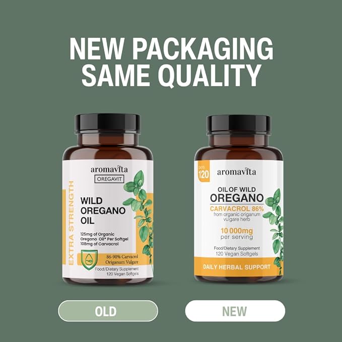 Vegan Wild Oregano Oil Capsules Organic 86-90% Carvacrol - 10000 mg Oil of Oregano per Softgel - Immune and Digestive Support Natural Antioxidant Vegan Non GMO 120 Capsules