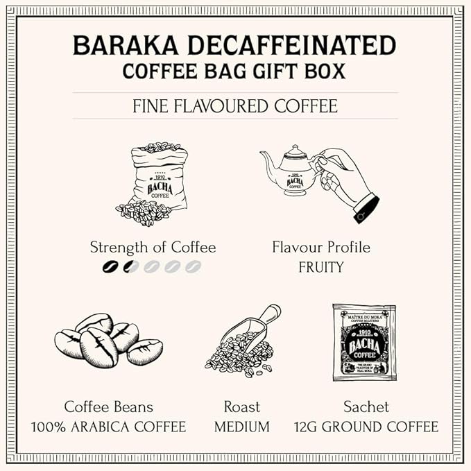 Bacha Coffee | 1910 Fine Flavoured Medium Roast 100% Arabica Specialty Coffee 12 Coffee Drip Bags Gift Box