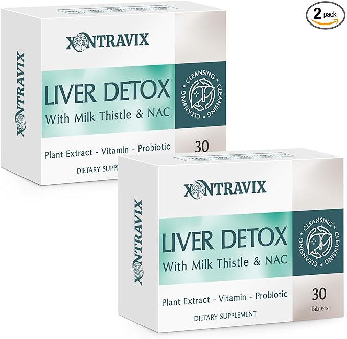 Liver Detox Cleanse &amp Repair Liver Support Supplement with Milk Thistle 15B CFU Probiotics Dandelion Root Turmeric Vitamins for Gut &amp Liver Health | Blister-Sealed Tablets 60-Day Supply