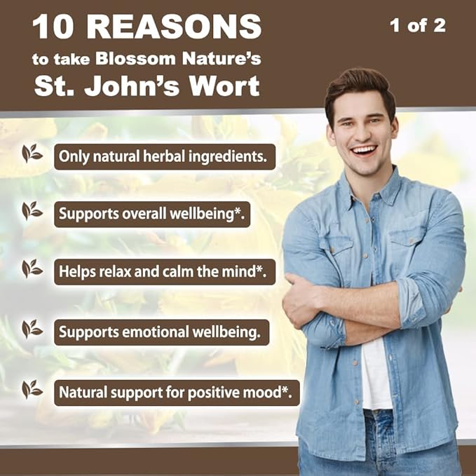 St Johns Wort 900mg-Mood Support Supplement*-Calm Supplements*-120 Vegetable St Johns Wort Capsules(2 Month Supply)450mg of Vegan Non-GMO St. John's Wort (Hypericum Perforatum)0.3%Hypericin per Cap