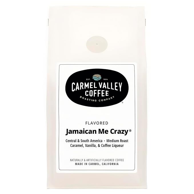 Carmel Valley Coffee Roasting Jamaican Me Crazy® – Medium Roast Whole Bean Caramel Vanilla &amp Coffee Liqueur Flavored 12 Ounce Bag