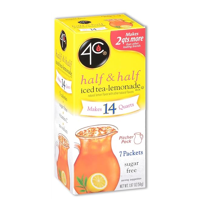 4C Pitcher Packs Half &amp Half 8 Pack Makes 14 Quarts Sugar Free Powder Drink Mix Refreshing Water Flavorings Makes 2 Quarts Each Packet