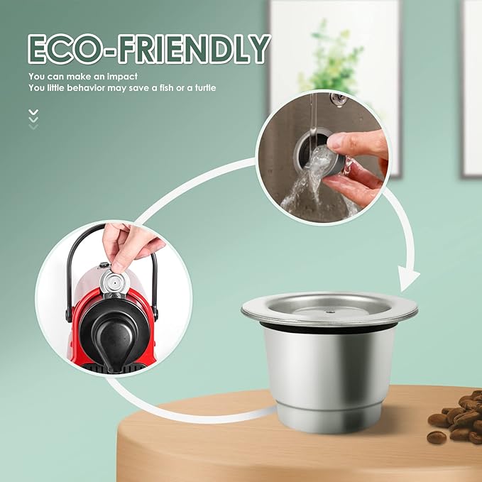LIHONG Reusable Coffee Pods Stainless Steel Reusable Espresso Capsules Compatible with Nespresso Original Line (1 pack)