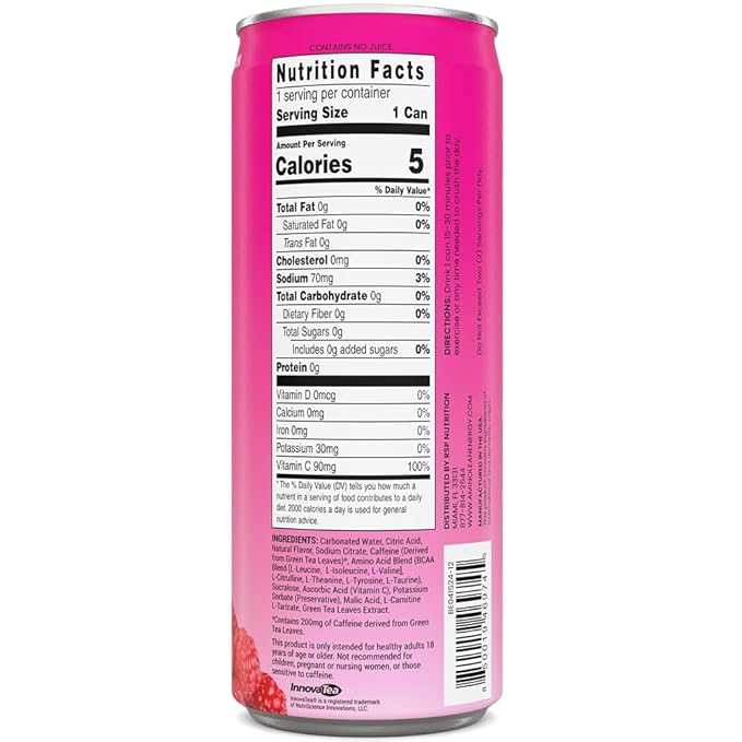 RSP NUTRITION AminoLean Energy Drink - Sugar Free Amino Energy with No Jitters Tingles or Crash Vegan Amino Acids Berry Elixir 12 Pack
