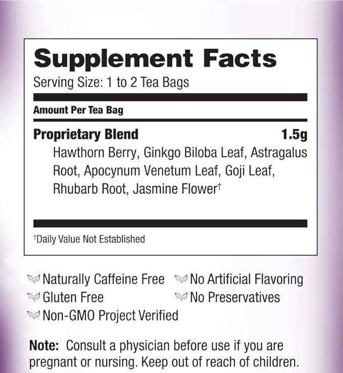 Bravo Tea Cholesterol Health Herbal Tea Caffeine Free 20 Tea Bags 6 Count