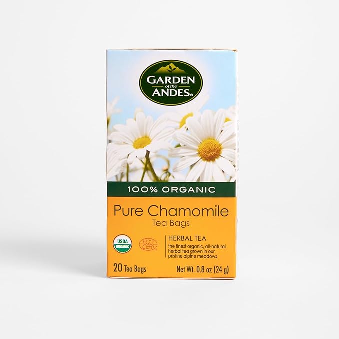 Garden of the Andes - Organic Chamomile Tea - 20 Tea Bags/Box Pack of 6 (120 Count) - Caffeine-Free Herbal Infusion from Handpicked Flowers - Supports Digestive Comfort and Promotes Relaxation