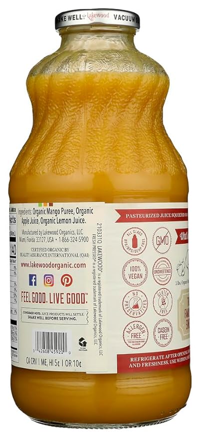 Lakewood Mango Juice OG2 32 oz. (Pack of 12)
