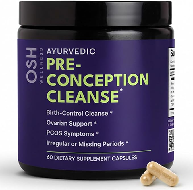 Ayurvedic Preconception Cleanse | Ovarian &amp Uterus Cleanse for Hormonal Balance | TTC Support | PCOS Supplements | Cycle Regularity | with Stinging Nettle Red Clover and more | 30 Servings
