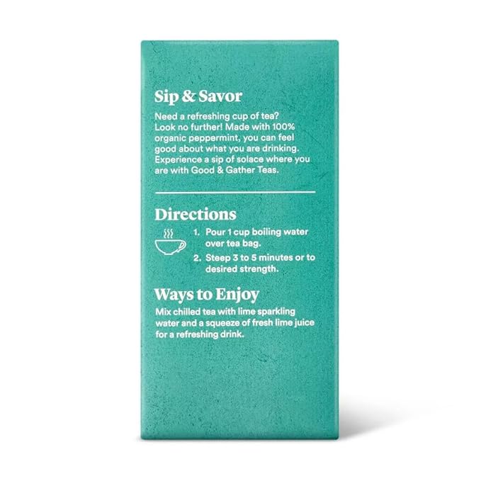 Good And Gather Organic Teas - 20ct - Refreshing herbal tea made with Organic Peppermint (Strawberry | Mango | Green Tea Bundle of 3)