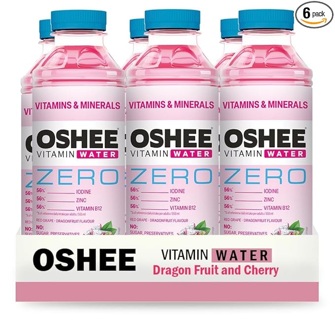 SORINA Oshee Vitamin Water Zero Vitamins &amp Minerals Flavour 555ml (Pack of 6) – Magnesium Niacin Pantothenic Acid Vitamin B6 Folic Acid Biotin Vitamin B14