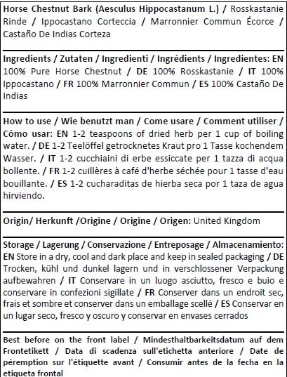 Herba Organica - Horse Chestnut Bark - Aesculus hippocastanum L - Herbal Tea (100g)