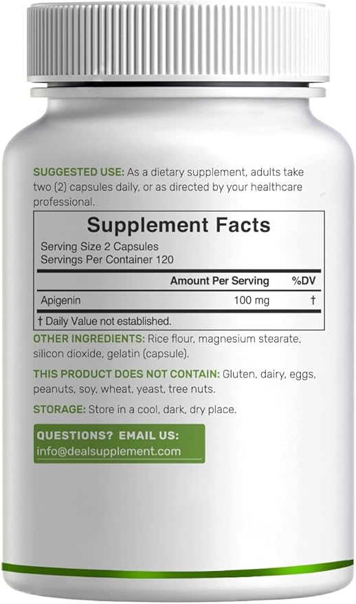 Apigenin 100mg Per Serving 240 Capsules – Raw Plant Extract from Chamomile Flower – Active Bioflavonoids &amp Antioxidants – Sleep &amp Relaxation Supplement – Non-GMO
