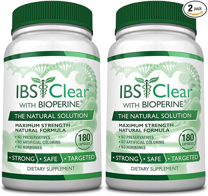 IBS Clear™ - 100% Natural IBS Relief with Vitamin D Psyllium Husk Fennel - 360 Capsules - 2 Bottle