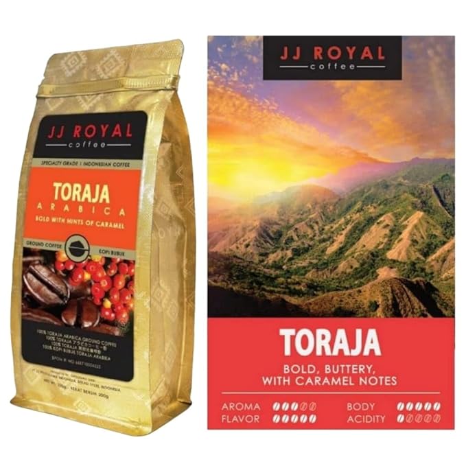 JJ Royal Coffee Toraja Arabica 200g Ground Coffee (Pack of 4)