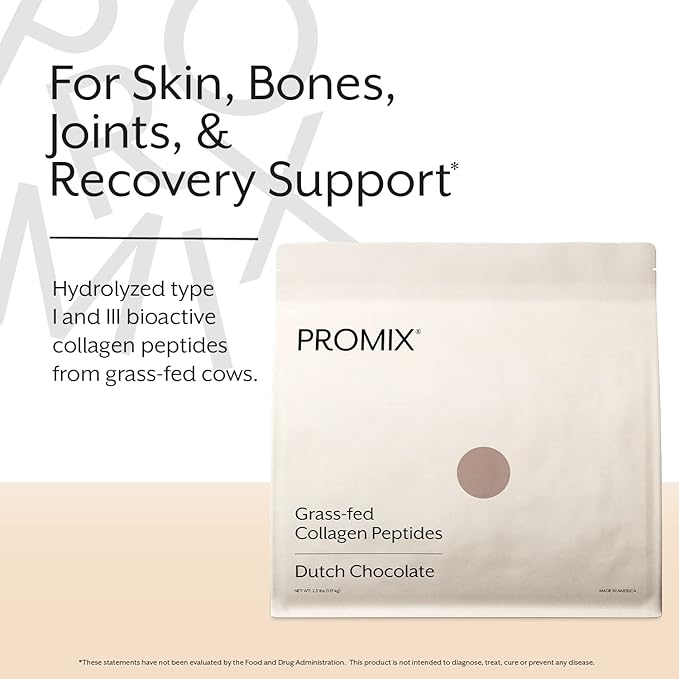 ProMix Nutrition Collagen Peptides Chocolate - Hydrolyzed Collagen Protein Promotes Healthy Skin Bones Joints &amp Recovery Support - Add to Shakes Smoothies - 2.5 Pound (Pack of 1)