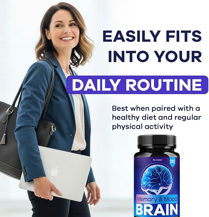 (3 Pack) Memory Mood and Brain Capsules - Official Daily Support Brain Health Supplement Pills Advanced Formula Memory &amp Mood Brain &amp Memory Focus Reviews 180 Capsules for 3 Months