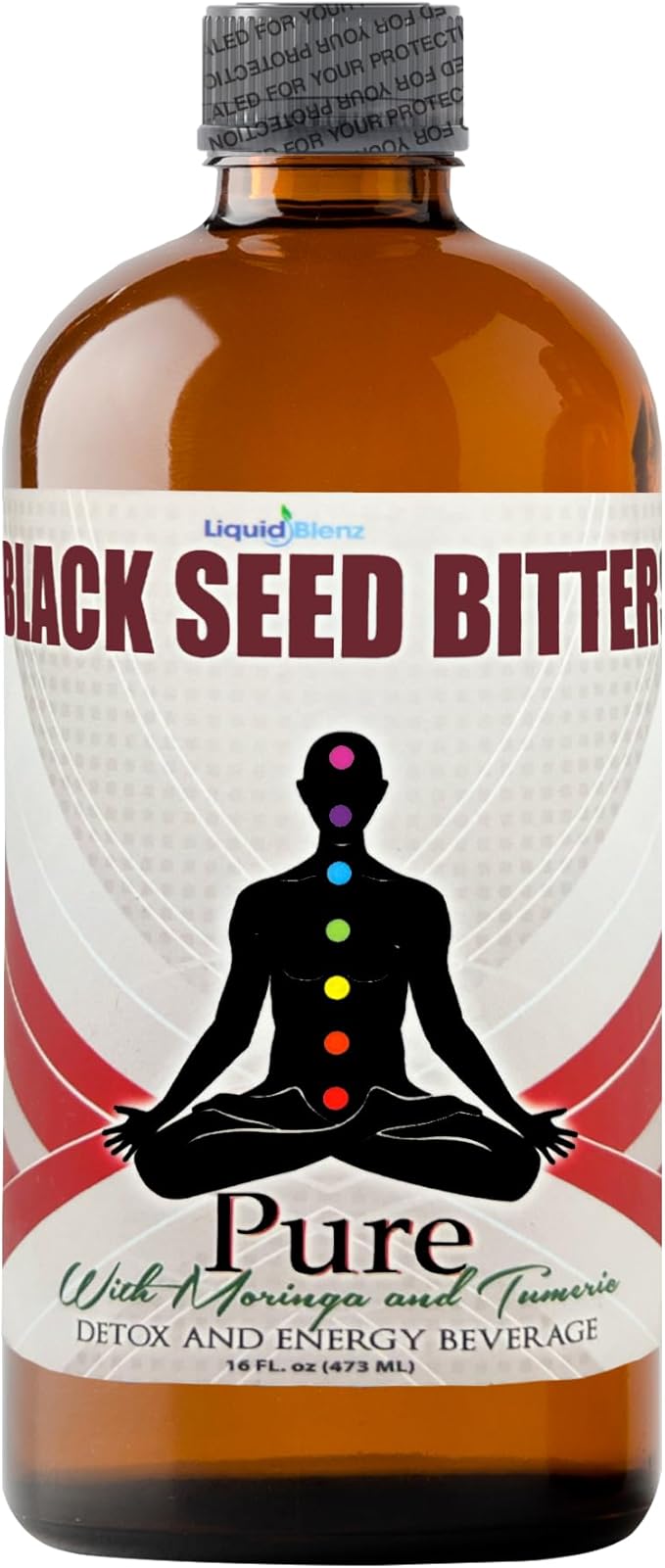 Liquid Blenz Black Seed Bitters with Moringa &amp Turmeric | Botanical Herbal Blend | Crafted with Natural Ingredients | 16 fl oz