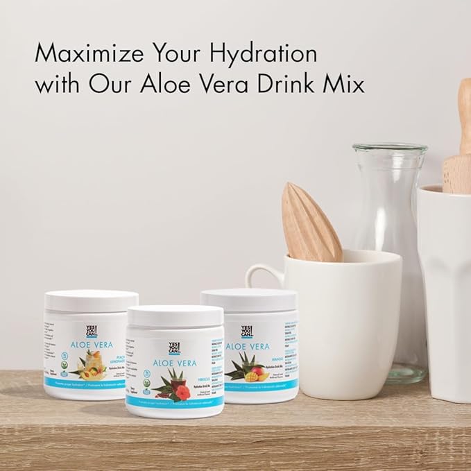 Yes You Can! Aloe Vera Powder Drink Mix - Hydration Booster Infused with Pure Organic Aloe Vera Extract - Delicious Flavors - Made in USA - Antioxidant Rich - Variety Flavor - 40 Servings Per Canister