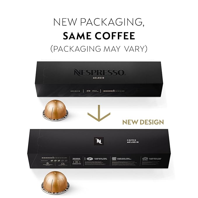 Nespresso Capsules Vertuo Melozio Medium Roast Coffee 30-Count Coffee Pods Brews 7.8oz.