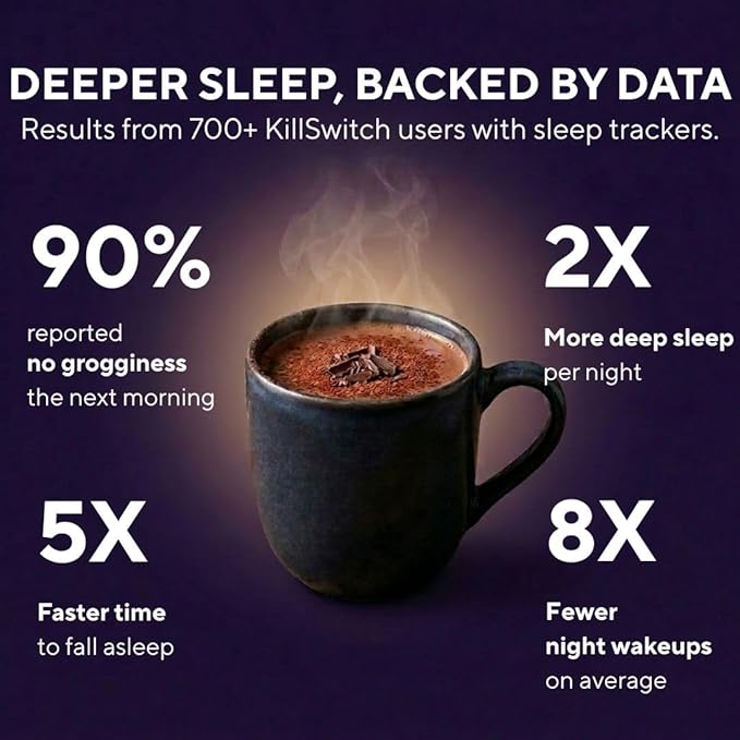 SWITCH Killswitch Sleep Aid for Adults – Fall Asleep Fast &amp Wake Refreshed Sugar-Free Hot Chocolate Supplement - Magnesium Tart Cherry L-Theanine &amp More for Restful Sleep 30 Servings Made