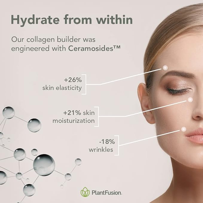 PlantFusion Vegan Collagen Powder - Plant Based Collagen Protein Powder for Muscle &amp Joints Hair Skin &amp Nails - Keto Gluten Free Soy Free Non-Dairy No Sugar Non-GMO - Vanilla 11.43 oz