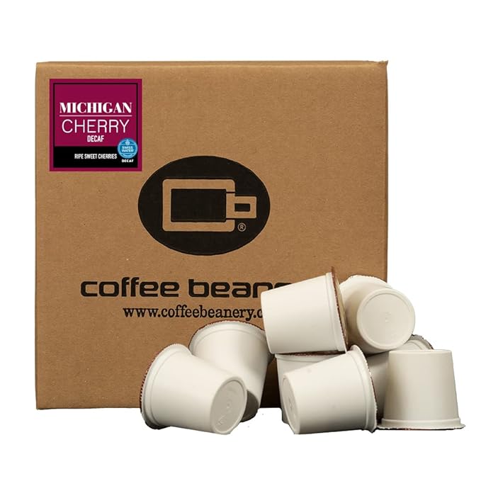 Coffee Beanery Michigan Cherry Decaf Coffee Pods | Medium Roast Arabica Coffee - 96ct Gourmet Flavored Decaf