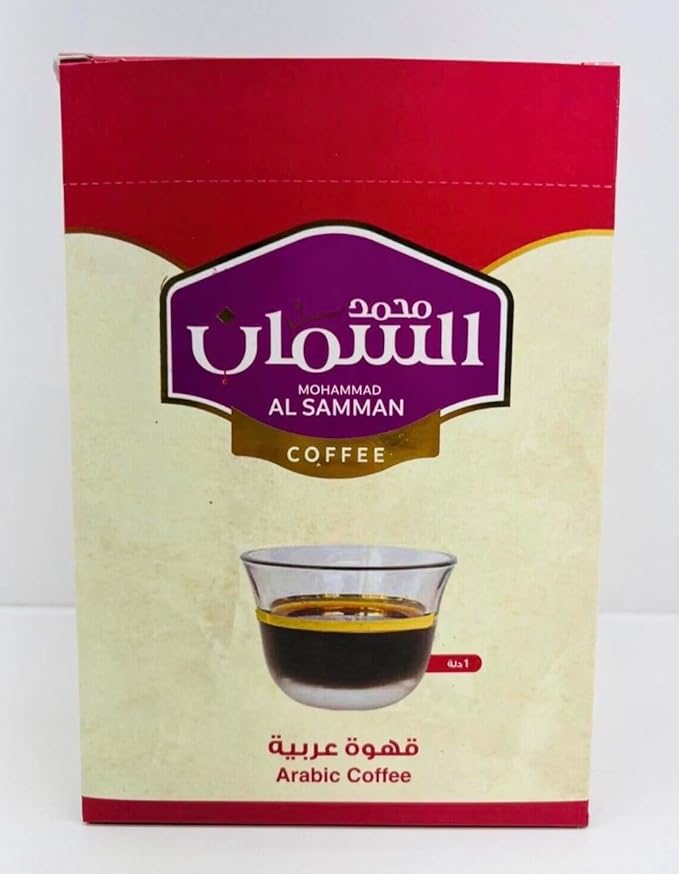 MOHAMMAD AL SAMMAN COFFEE - Arabic Coffee - Roasted Ground Coffee with Cardamom - 10 Sachets (40g each)