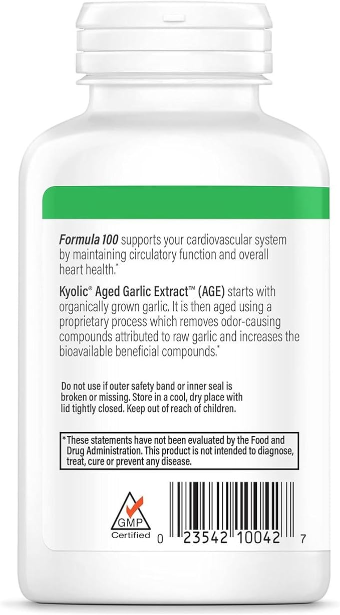 Kyolic Aged Garlic Extract Formula 100 Cardiovascular Health* 200 Capsules.