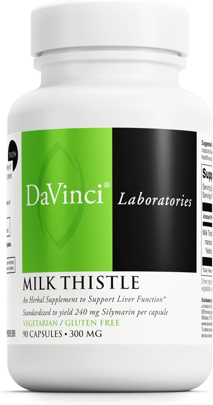 DAVINCI Labs Milk Thistle - Dietary Supplement to Support Liver Detoxification and Function Kidney Health and Healthy Digestion* - with Milk Thistle and More - Gluten-Free - 90 Vegetarian Capsules
