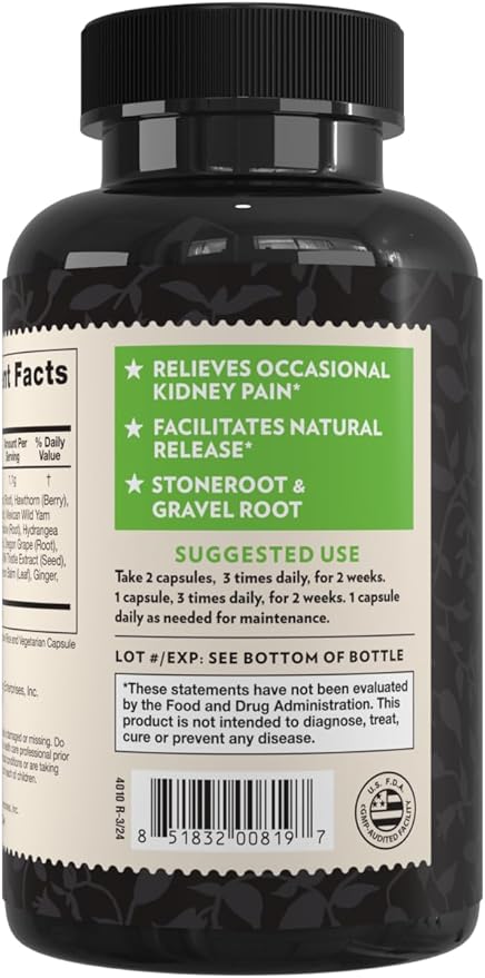 Crystal Star Kidney Care (60 Capsules) – Herbal Supplement for Kidney Cleanse Detox &amp Support - Stone Root Gravel Root &amp Hydrangea Root - Non-GMO