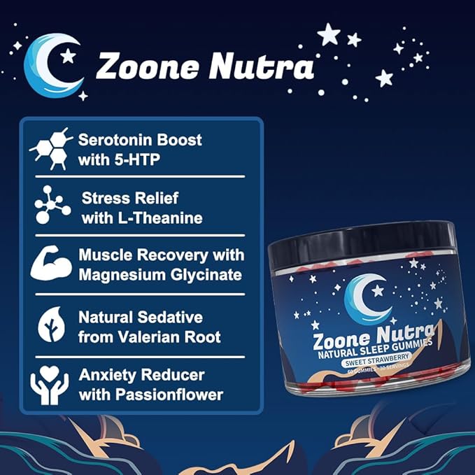 Sleep Gummies for Adults – Melatonin Free Gummies with 5-HTP L-Theanine Magnesium &amp Valerian Root – Vegan Halal Sugar &amp Gluten Free – Sweet Strawberry 60 Count