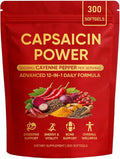 Capsaicin Power - Cayenne Pepper Softgels Capsaicin Supplements with Vitamin E D3 &amp K2 Grape Seed Beetroot &amp Turmeric Extract 300 Soft gels