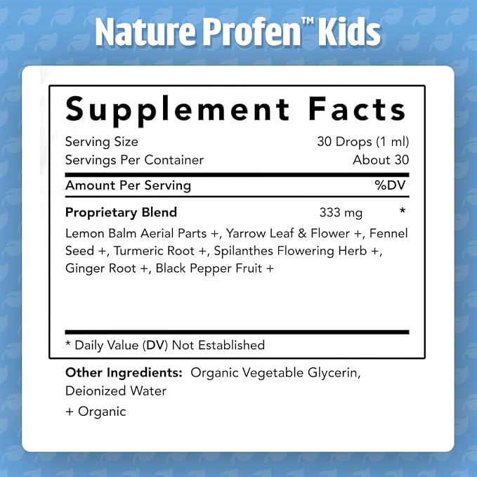 Dr. Green Mom Nature Profen Natural Relief for Infants &amp Kids | USDA Organic Herbal Drops for Teething Growth Spurts and Occasional Discomfort | Natural Child &amp Baby Comfort Aid