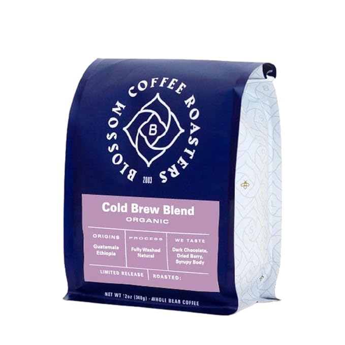 Cold Brew Blend - Organic - Roasted by Blossom Coffee Roasters - Whole Bean Coffee - 5 Pound Bag