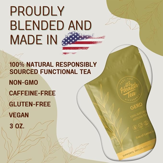 GERD Relief Herbal Tea: 8-Digestive Herb Blend Natural Acid Reflux &amp Heartburn Aid Pre/Post Meal Support 3oz with 35 Bags