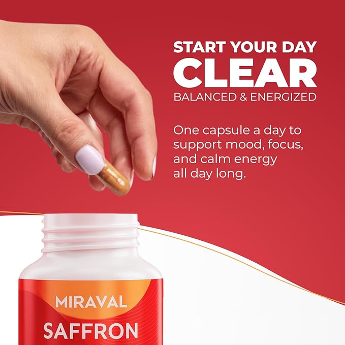 Saffron Supplement for Men &amp Women – Saffron Capsules with Organic Saffron Extract – Supports Mood Focus &amp Clarity – Non-GMO Gluten-Free – 60 Capsules – 60-Day Supply