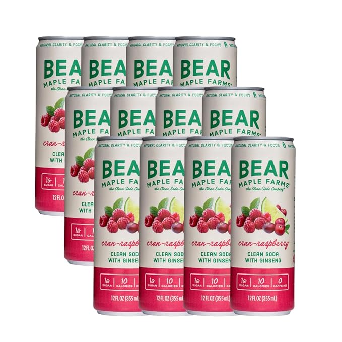 Bear Maple Farms | The Clean Soda Company | Low Calorie | No Artificial Sugar | Cran-Raspberry Clean Soda