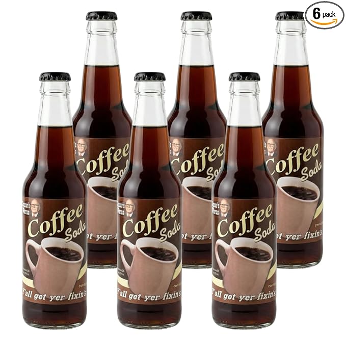 Rocket Fizz Lester’s Fixins Coffee Soda Flavor | Cane Sugar | Craft Soda Pop Drinks | 12 oz in Glass Bottle (6 Pack)